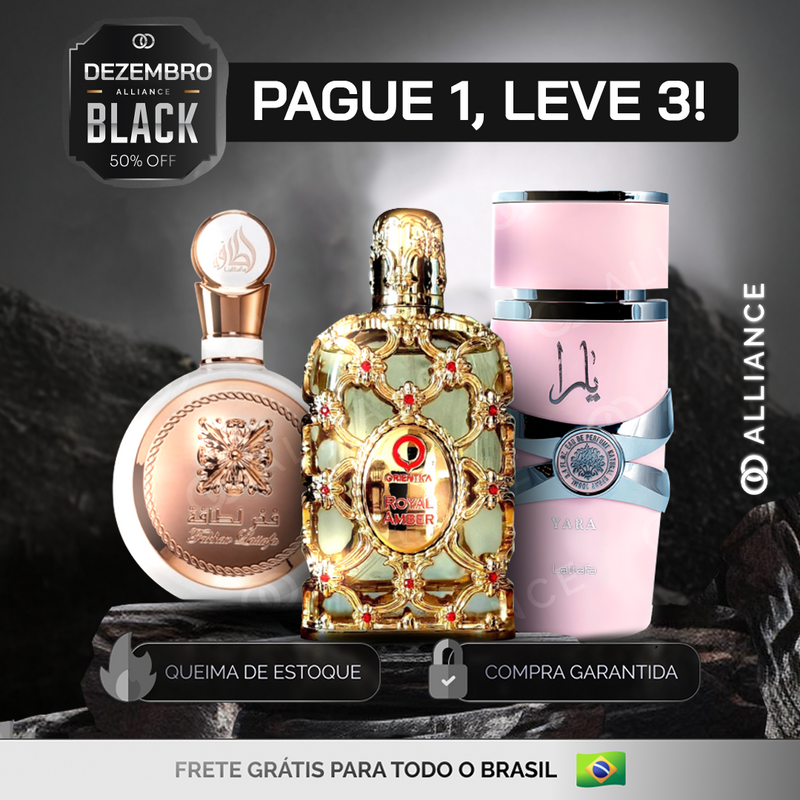 PROMOÇÃO COMPRE 1 LEVE 3 - Lattafa Yara, Fakhar e Royal Amber - Oferta de Natal - 100ml Cada