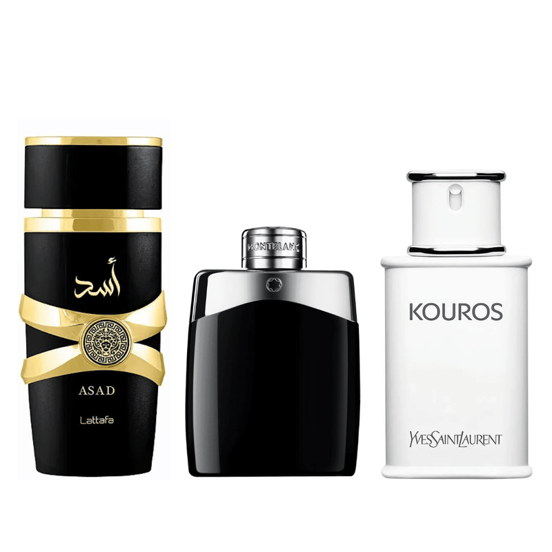 PROMOÇÃO COMPRE 1 LEVE 3 - Lattafa Asad, Mont Blanc e Kouros Yves - 100ml Cada