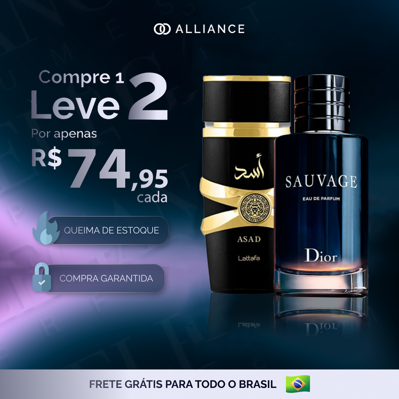 Kit 2 Perfumes Importados - Árabe Lattafa ASAD + Sauvage (100ml) - [NOVEMBRO BLACK]